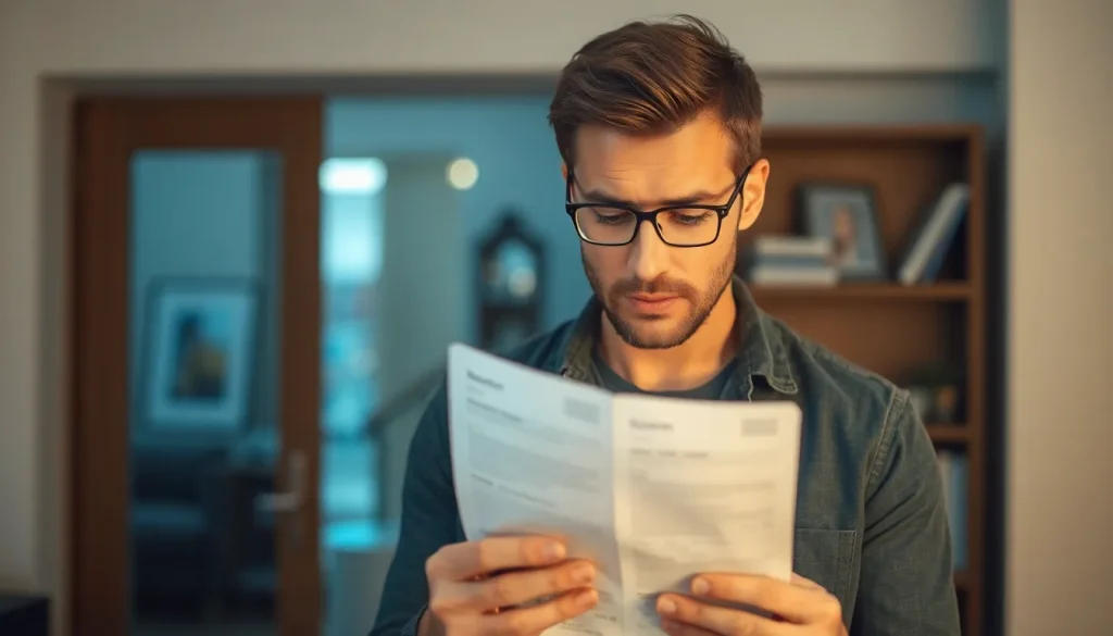 A man checking his bank statement.